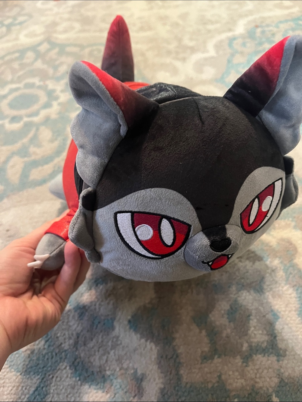 Aphma Meemow Plush Cat Toy - Gray & Red Soft Pet Plush